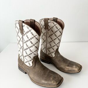 Twisted X Youth Top Hand Barbwire Leather Western Boots Size 6M YTH0010